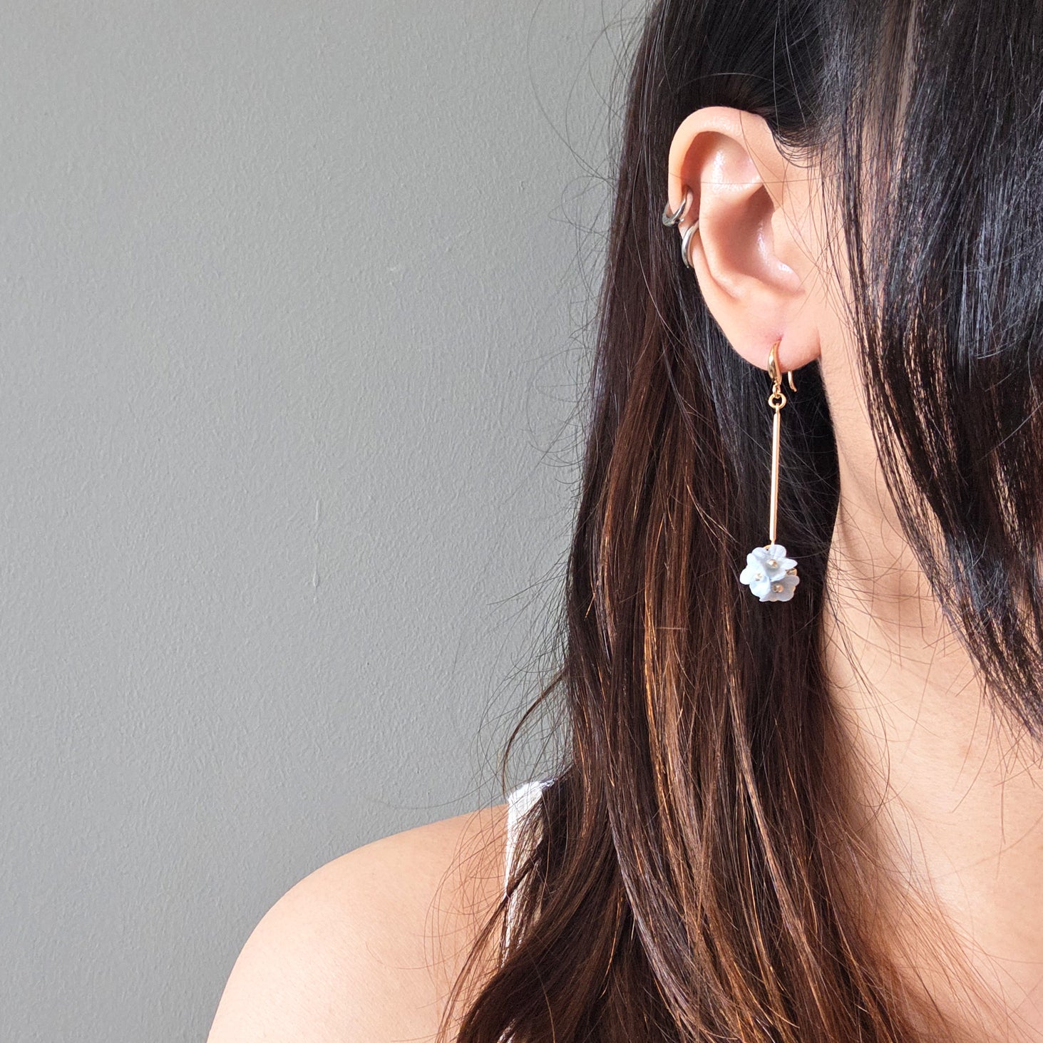 Flower Earrings Long Cyme Petite Dangle