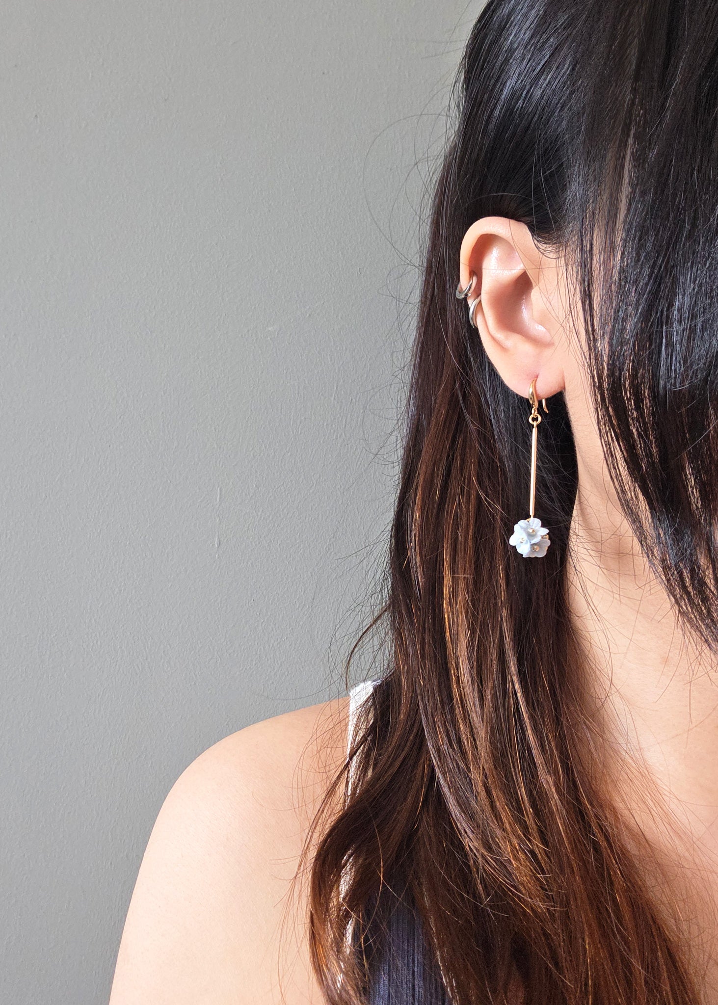 Flower Earrings Long Cyme Petite Dangle