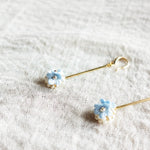 Cyme Petite Dangle Earrings in Blue Side Left