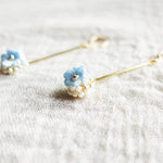 Cyme Petite Dangle Earrings in Blue Side Right Close