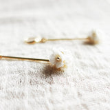 Cyme Petite Dangle Earrings in White Left Close