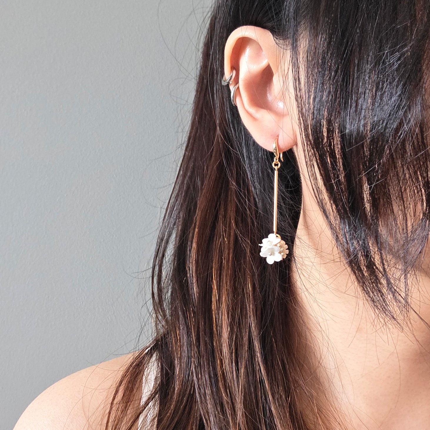 Flower Long Earrings Cyme Petite Dangle