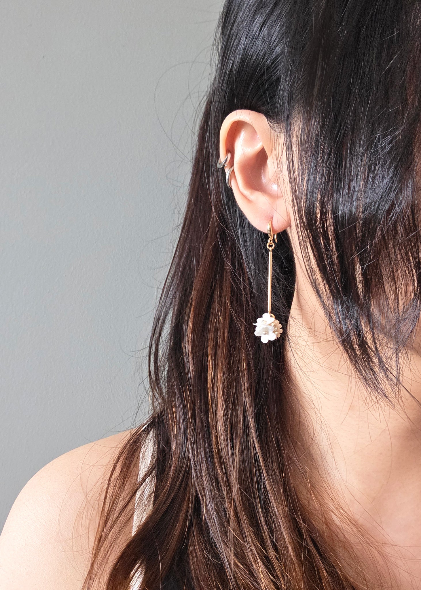 Flower Long Earrings Cyme Petite Dangle