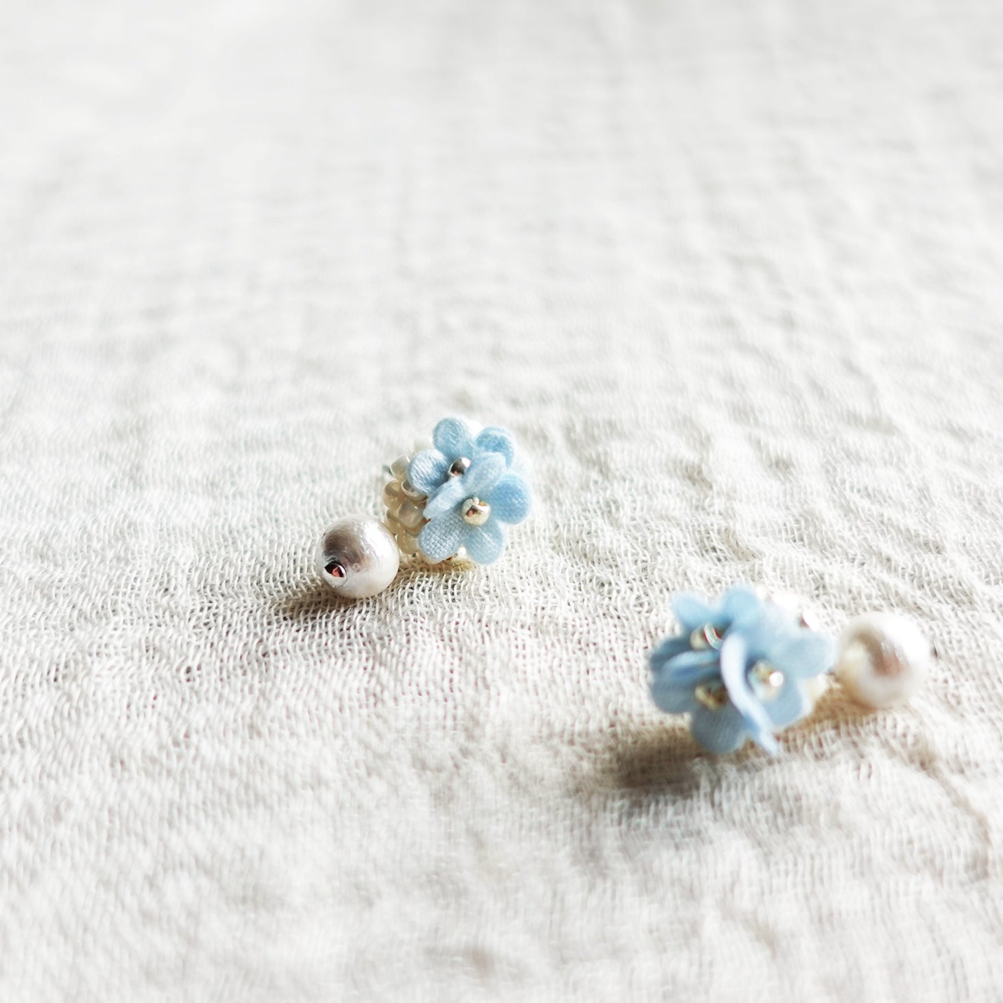 Light Blue Flower Earrings Cyme Petite Snowball