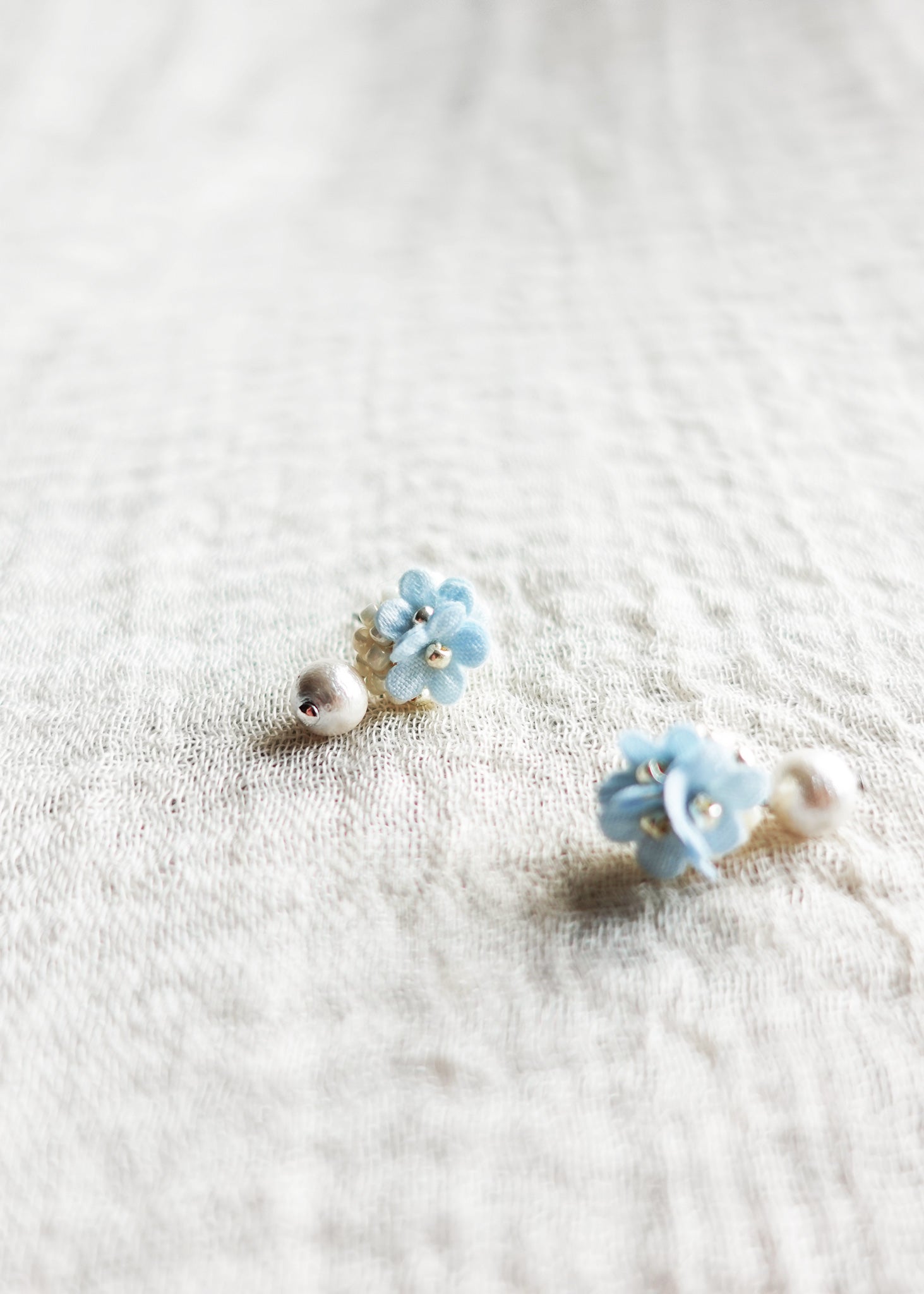 Light Blue Flower Earrings Cyme Petite Snowball