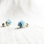 Cyme Petite Snowball Earrings in Blue Right Close