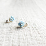 Cyme Petite Snowball Earrings in Blue Right Front