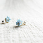 Cyme Petite Snowball Earrings in Blue Right Side