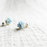 Cyme Petite Snowball Earrings in Blue Right Side