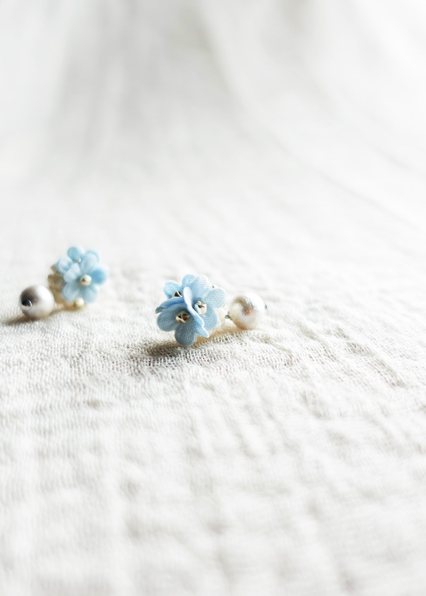 Cyme Petite Snowball Earrings in Blue Right Side