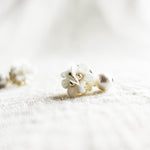 Cyme Petite Snowball Earrings in White Left Close