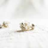 Cyme Petite Snowball Earrings in White Left Close