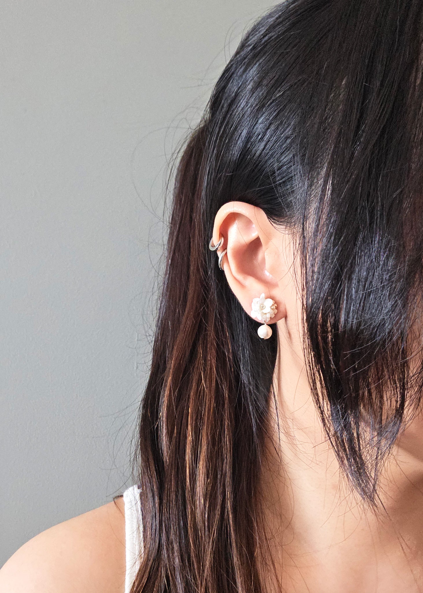 Flower Wedding Earrings Cyme Petite Snowball White