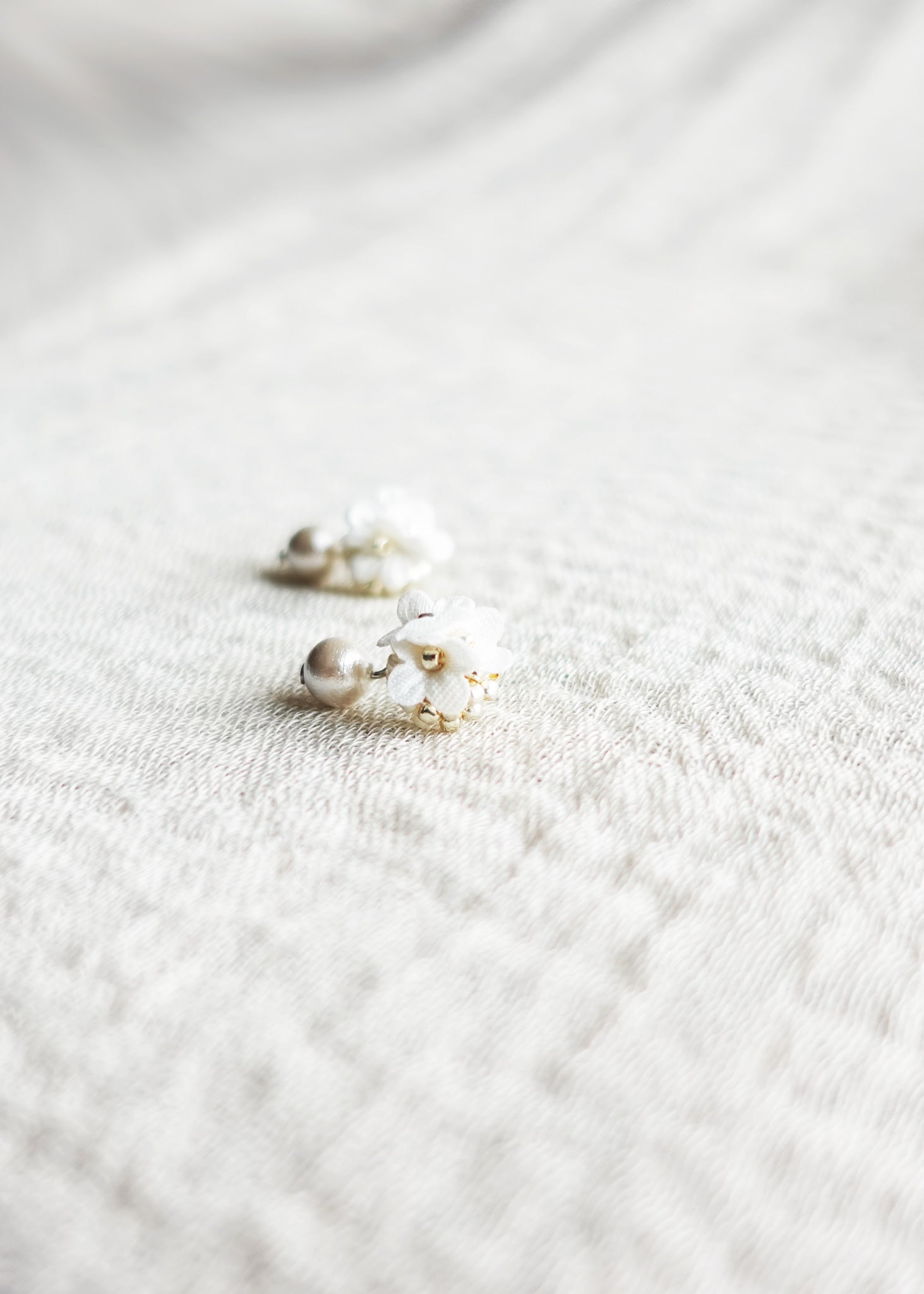 Cyme Petite Snowball Earrings in White Right Front