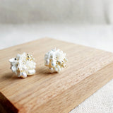 Cyme Stud Earrings in White Display Right