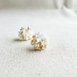 Cyme Stud Earrings in White Front