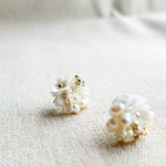 Cyme Stud Earrings in White Left