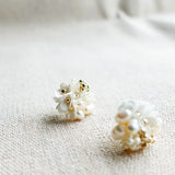 Cyme Stud Earrings in White Left