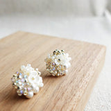 Cynthia Earrings in White Display Front