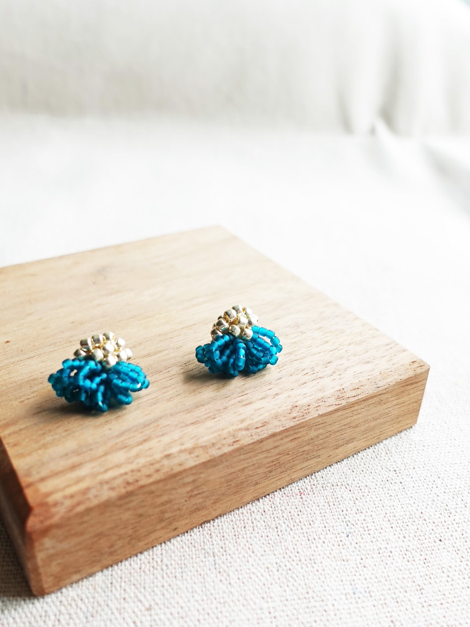 Dahlia Stud Earrings in Teal Display