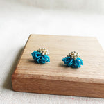 Dahlia Stud Earrings in Teal Front