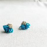 Dahlia Stud Earrings in Teal Right