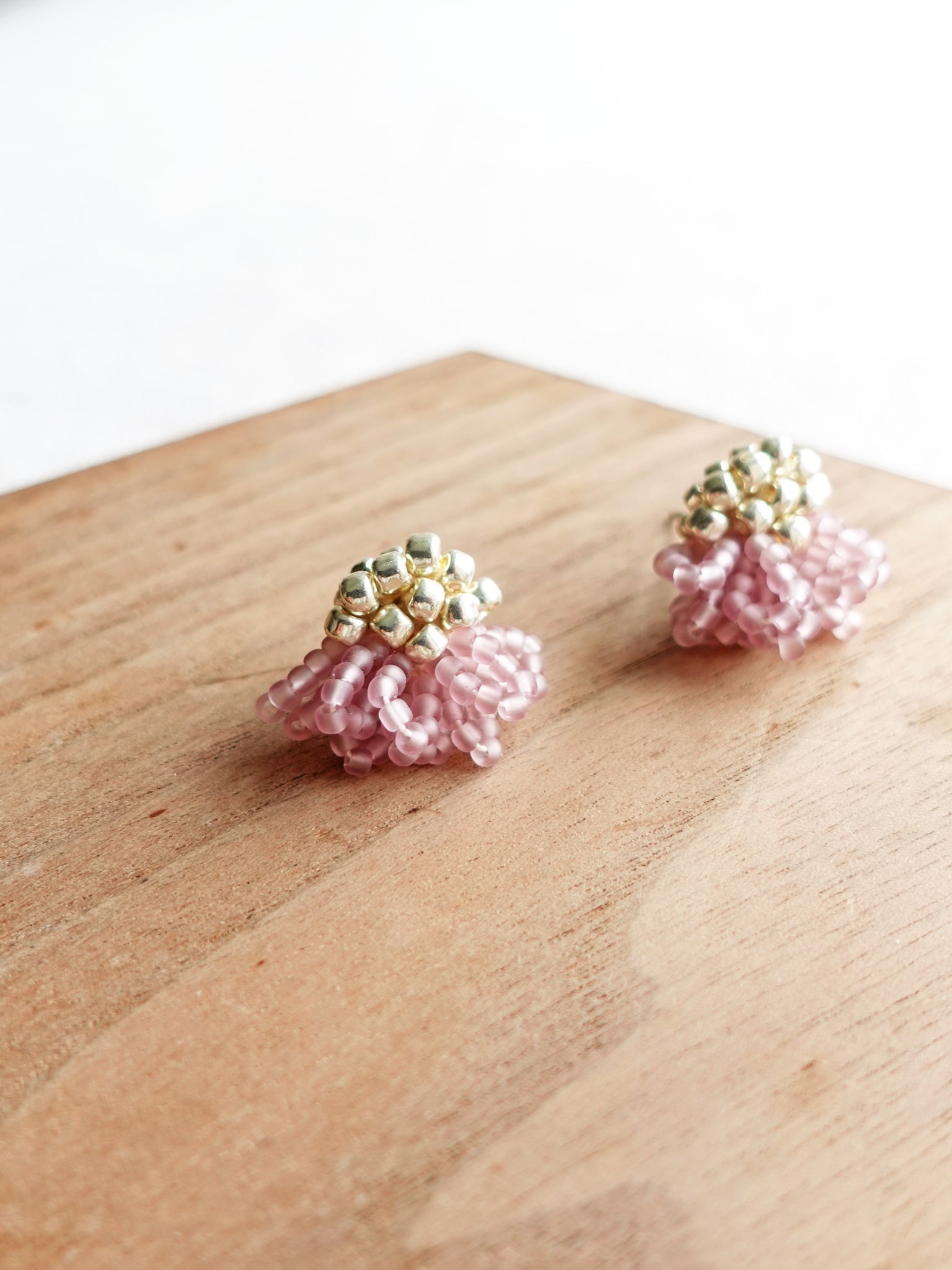 Dahlia Stud Earrings in Mauve Purple Display