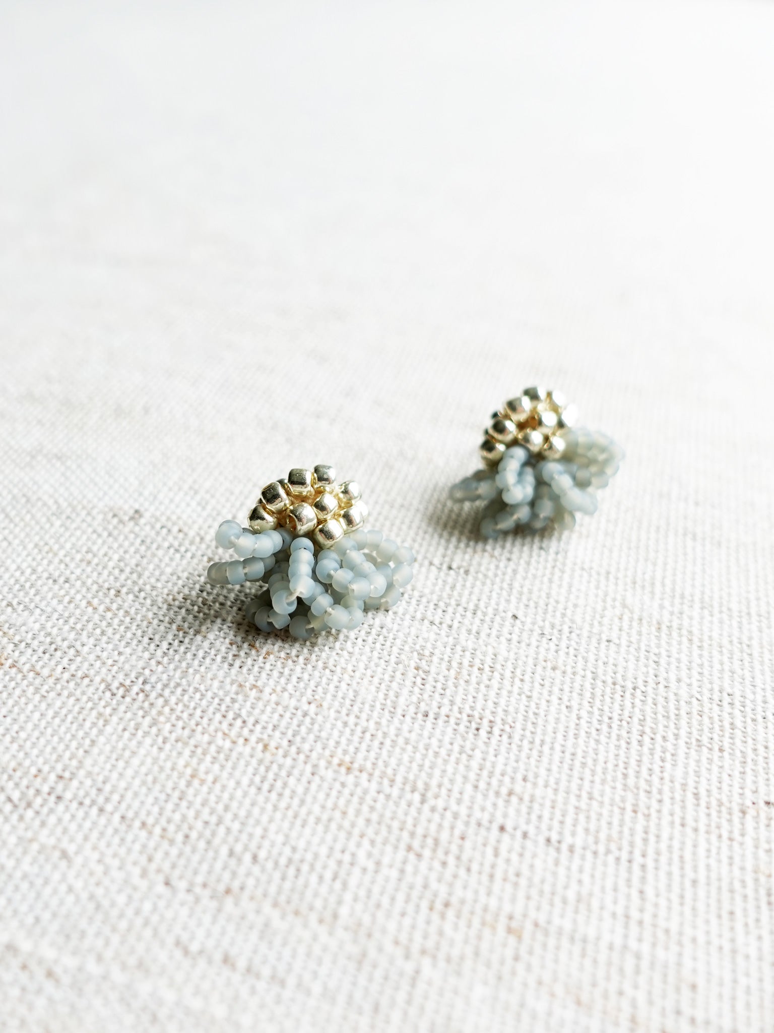 Dahlia Stud Earrings in Smoke Grey Left