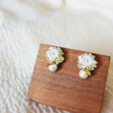 Dianelle Snowball Earrings in Yellow Front
