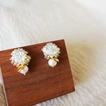 Dianelle Snowball Earrings in Yellow Left