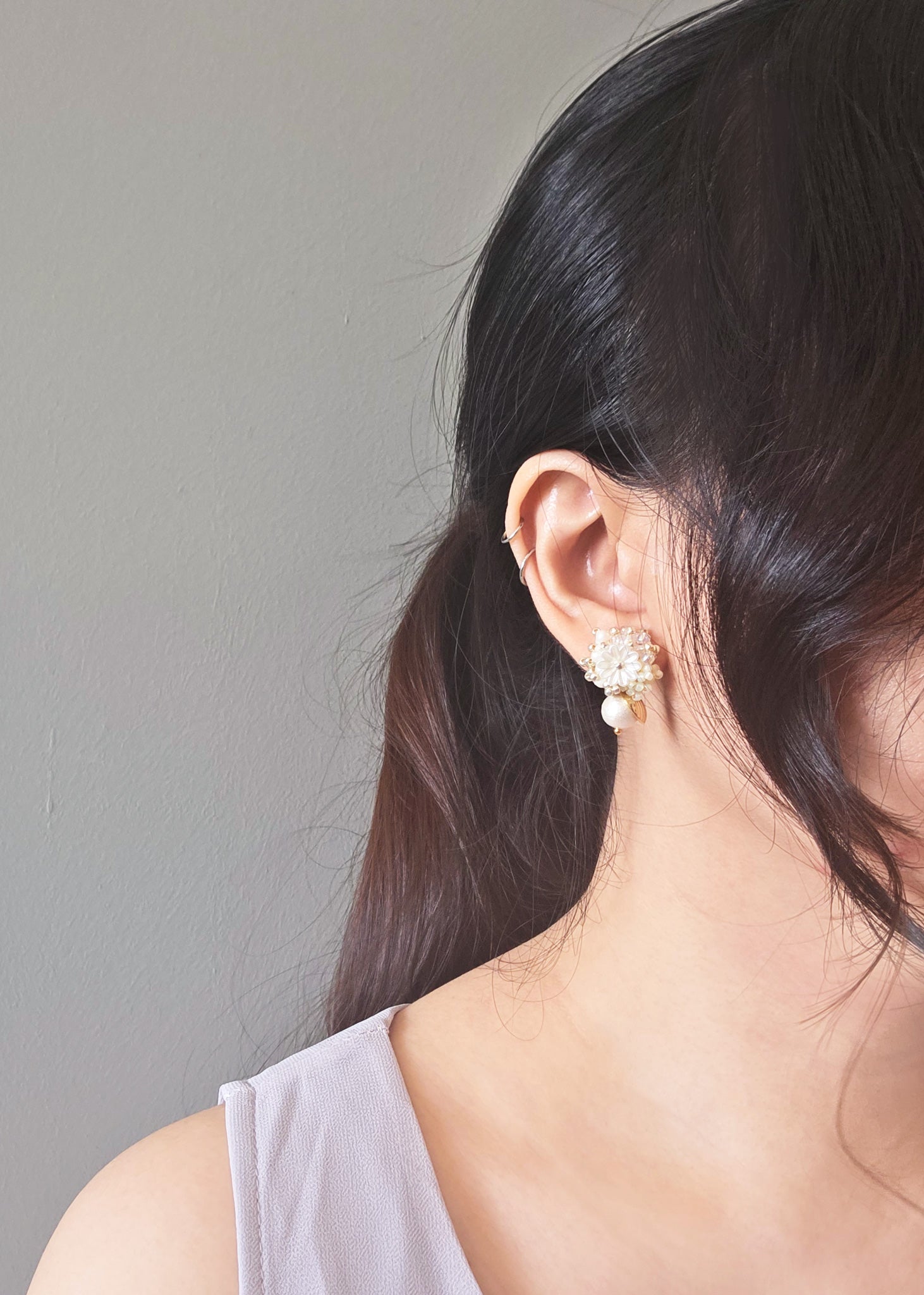 Dianelle Snowball Earrings in Yellow Model