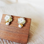 Dianelle Snowball Earrings in Yellow Right