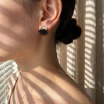 Dreamtide Stud Earrings in Black on Model