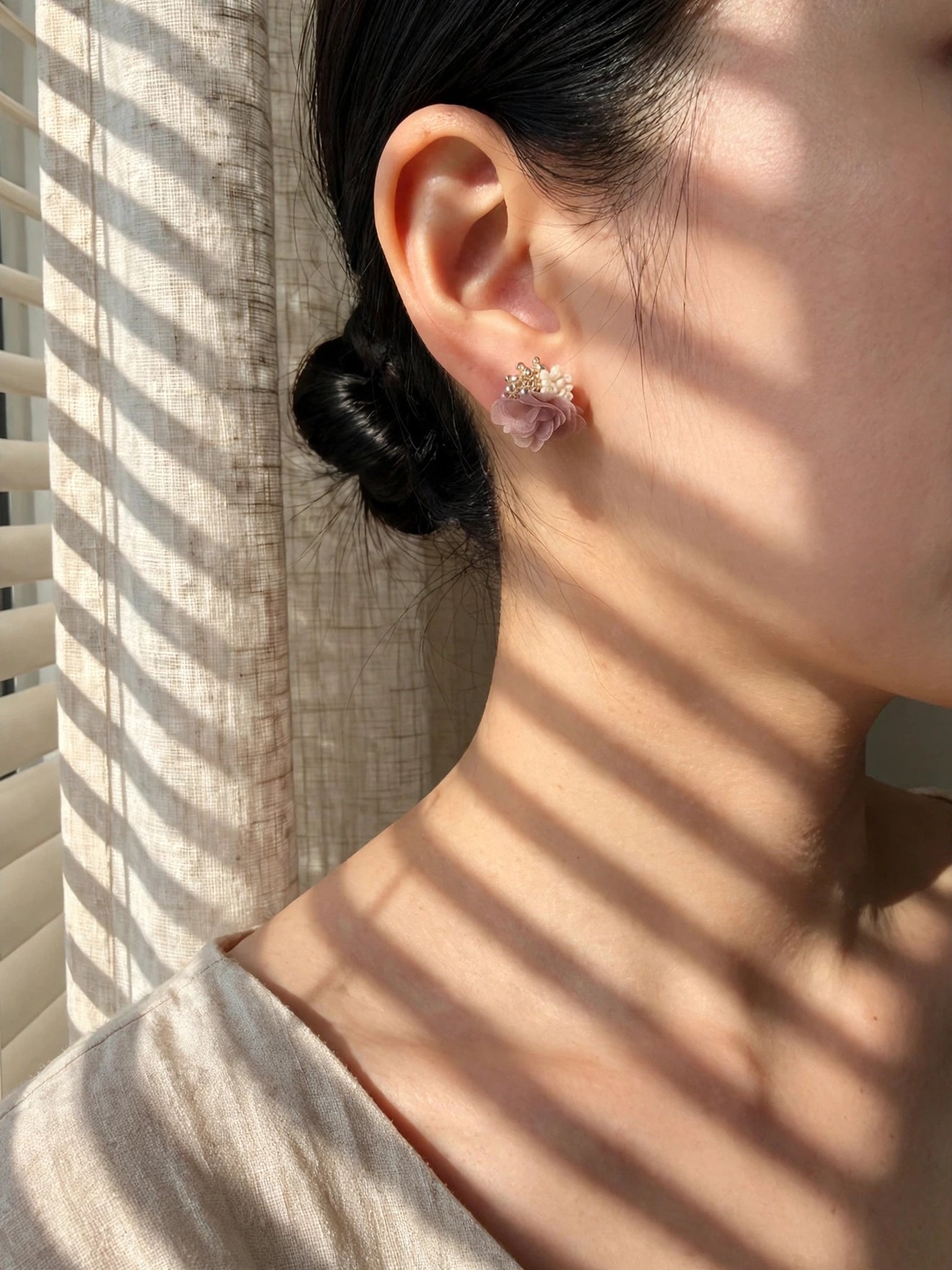 Dreamtide Stud Earrings in Brown on Model