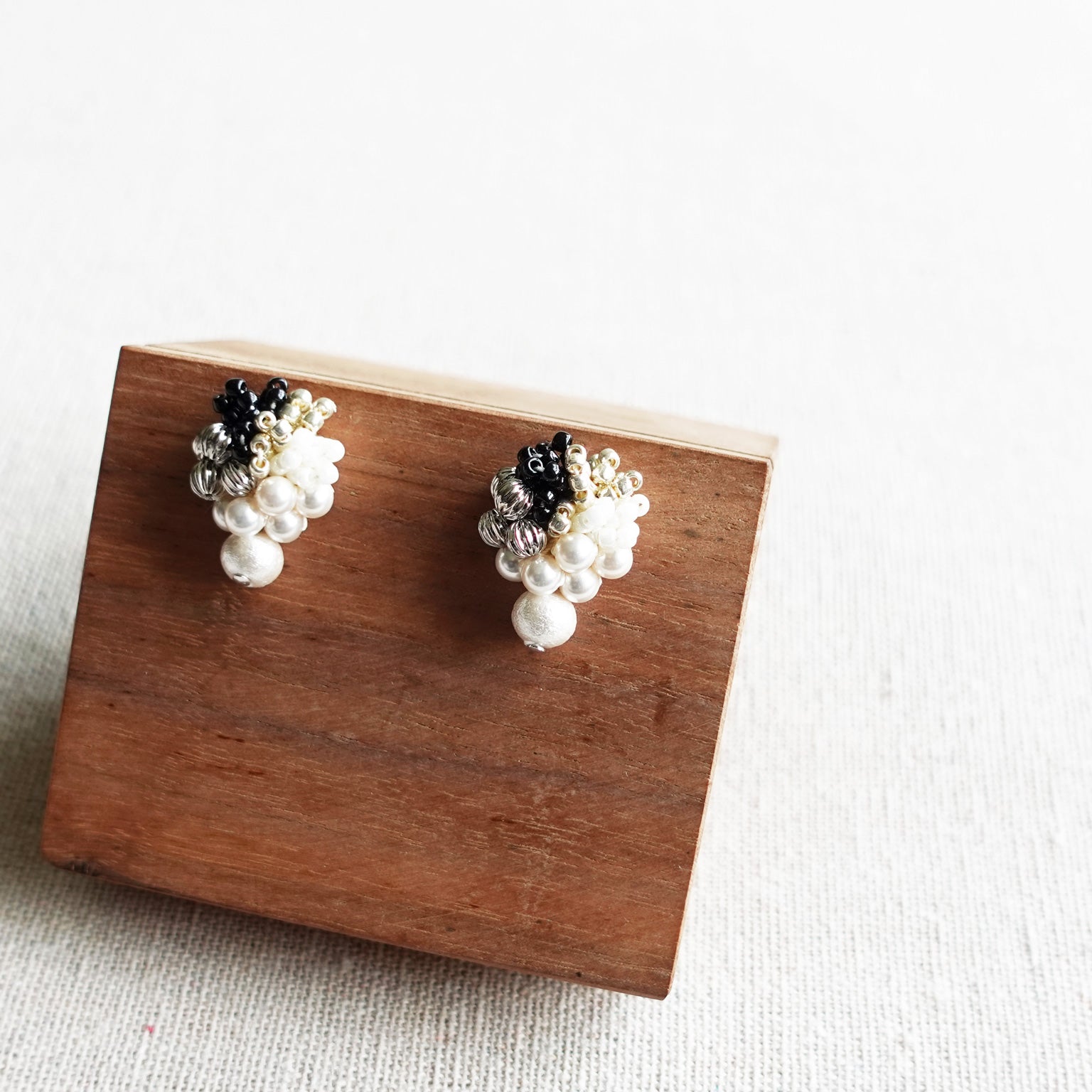 Emery Snowball Earrings Display Right