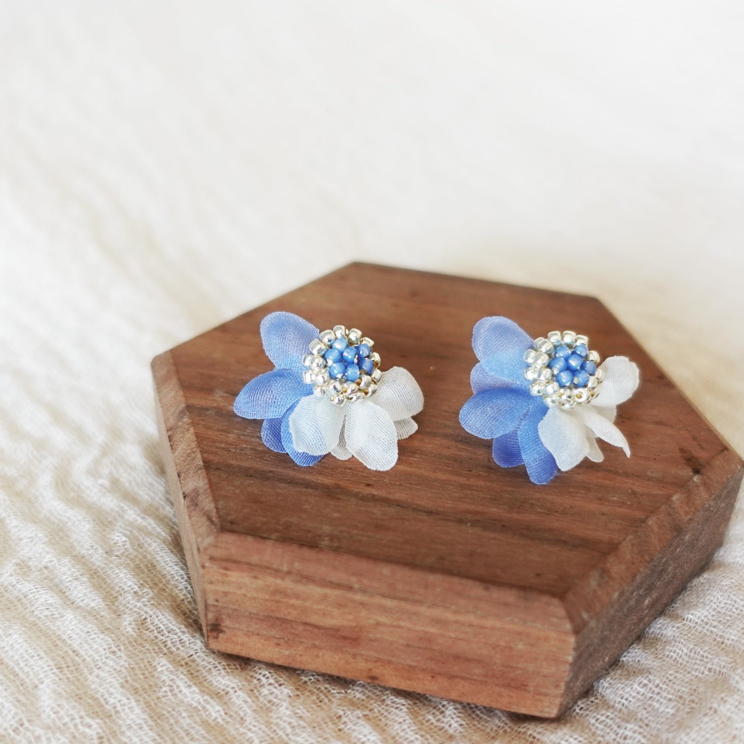 Ethereal Bicolor Stud Earrings in Blue Front