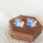 Ethereal Bicolor Stud Earrings in Blue Front