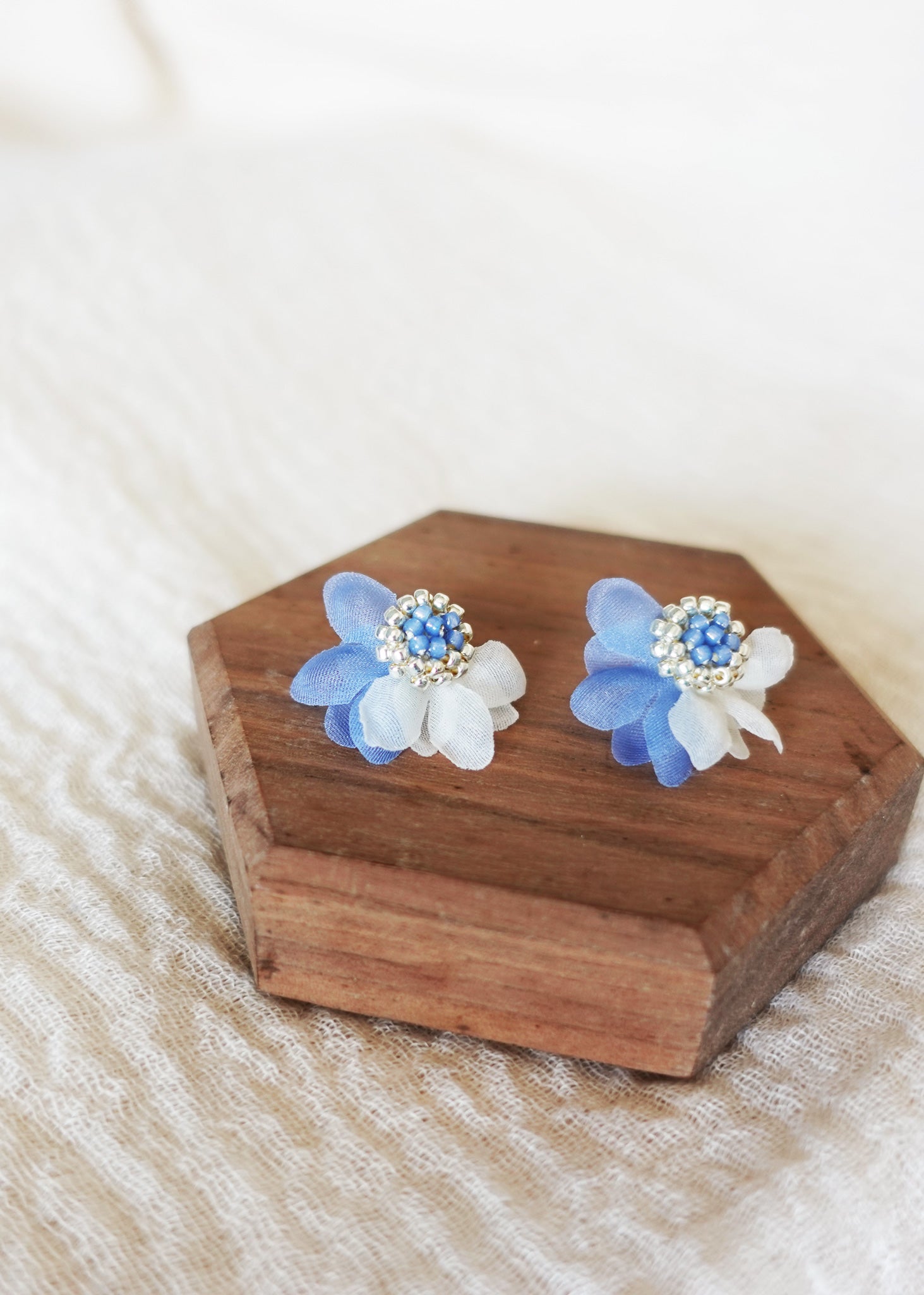 Ethereal Bicolor Stud Earrings in Blue Front