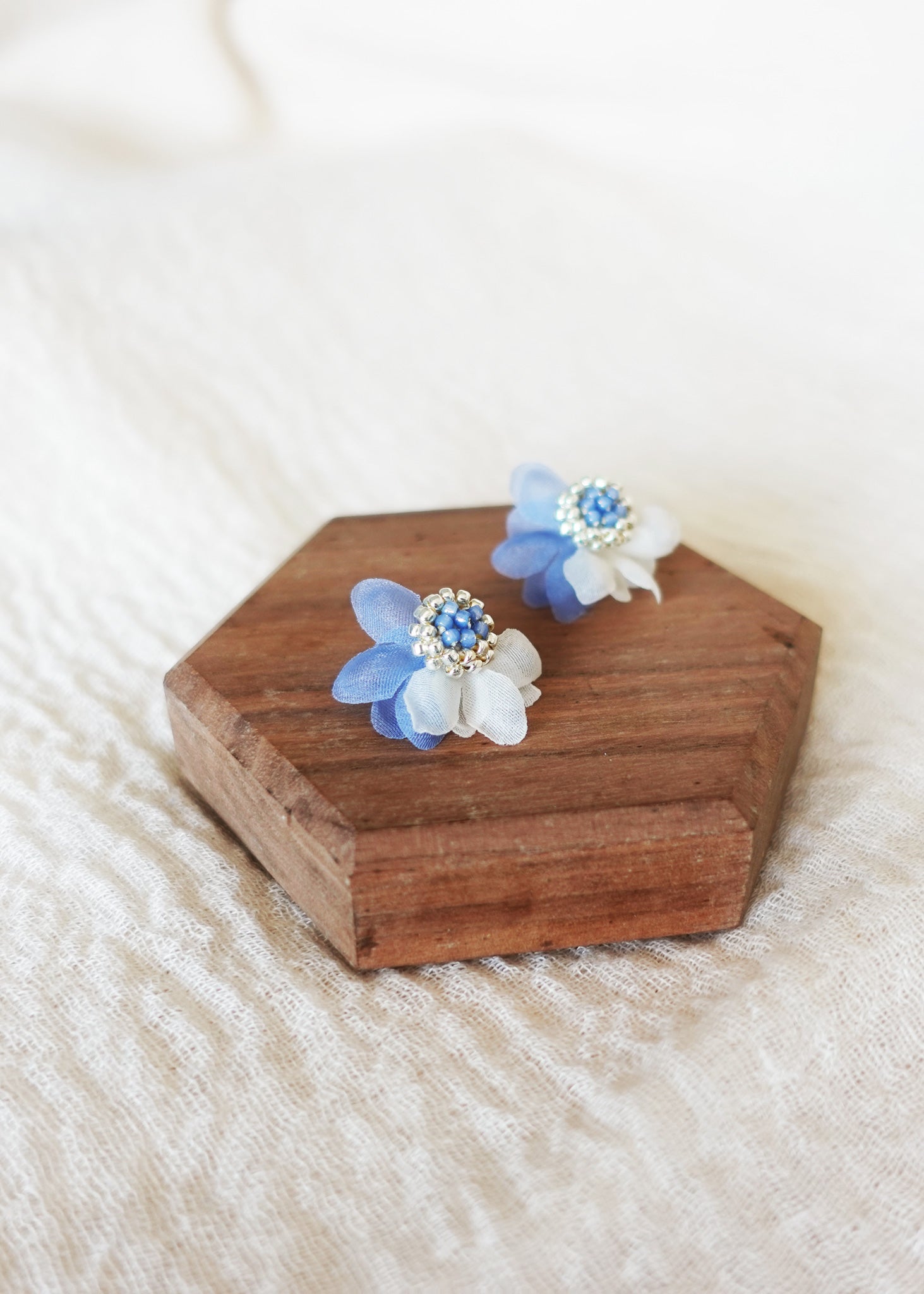 Ethereal Bicolor Stud Earrings in Blue Left
