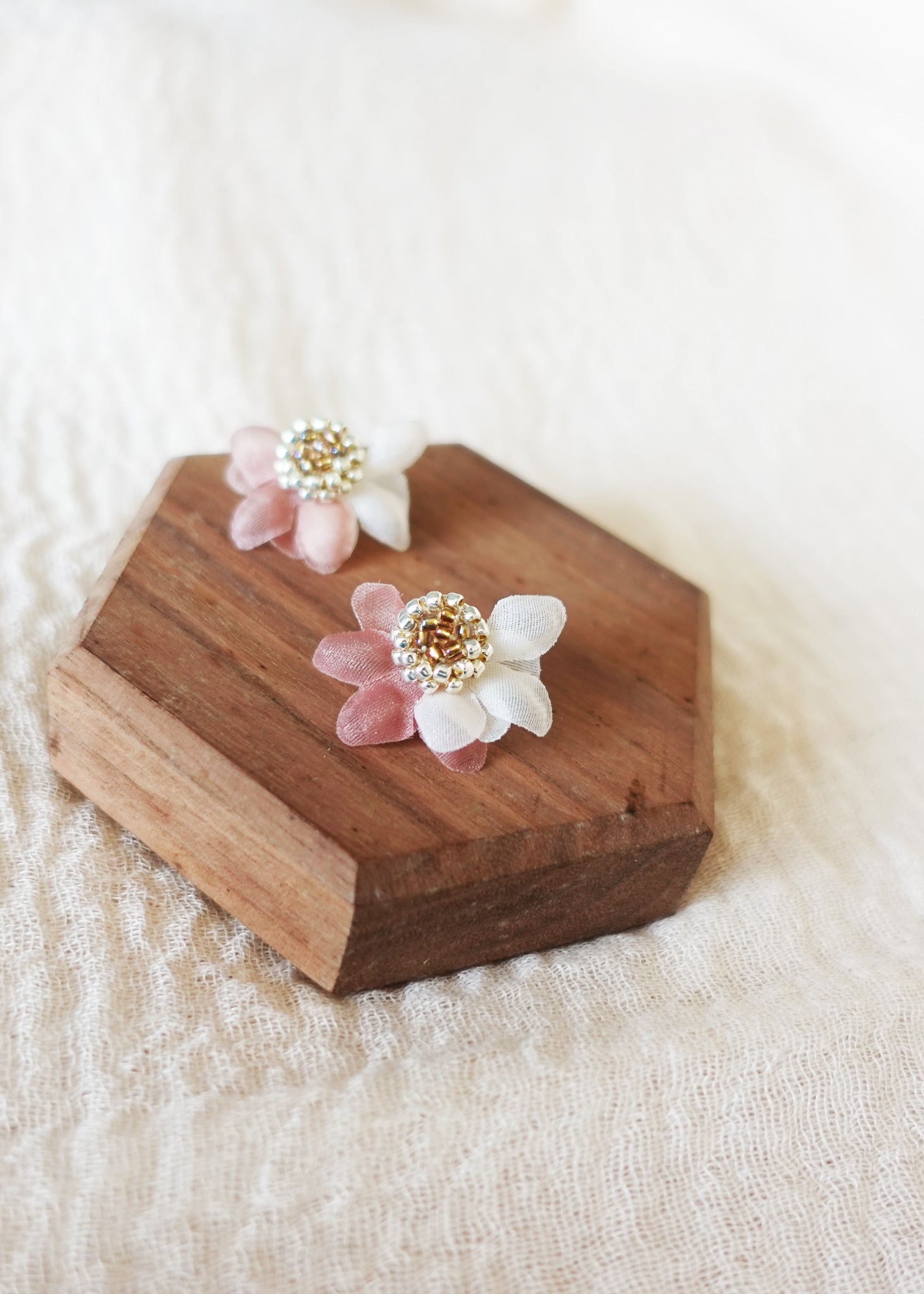 Ethereal Bicolor Stud Earrings in Brown Front