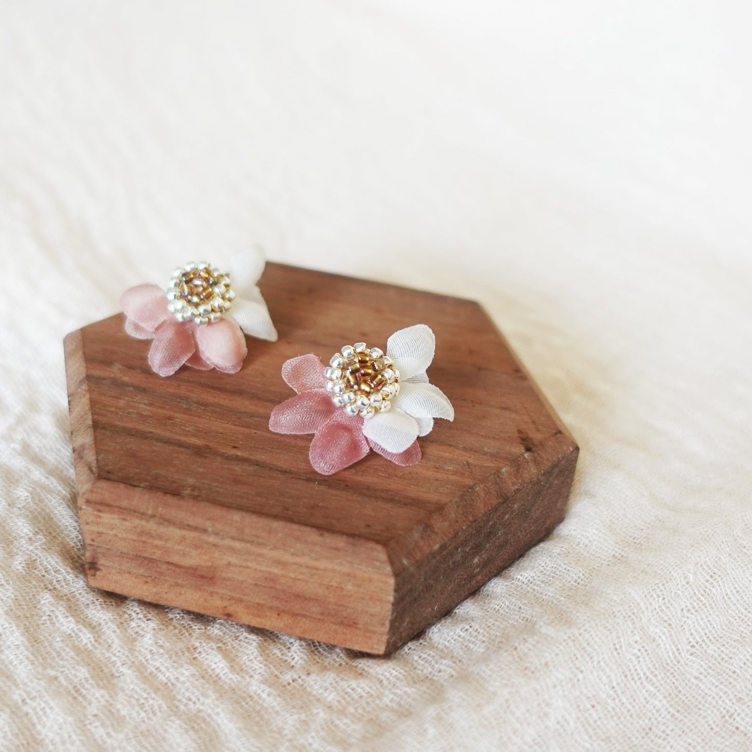 Ethereal Bicolor Stud Earrings in Brown Left