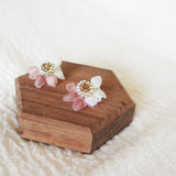 Ethereal Bicolor Stud Earrings in Brown Left