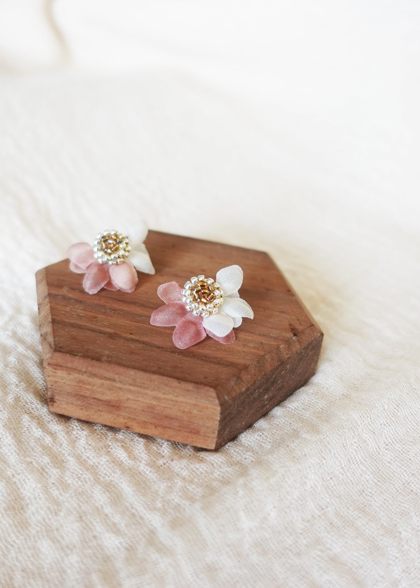 Ethereal Bicolor Stud Earrings in Brown Left