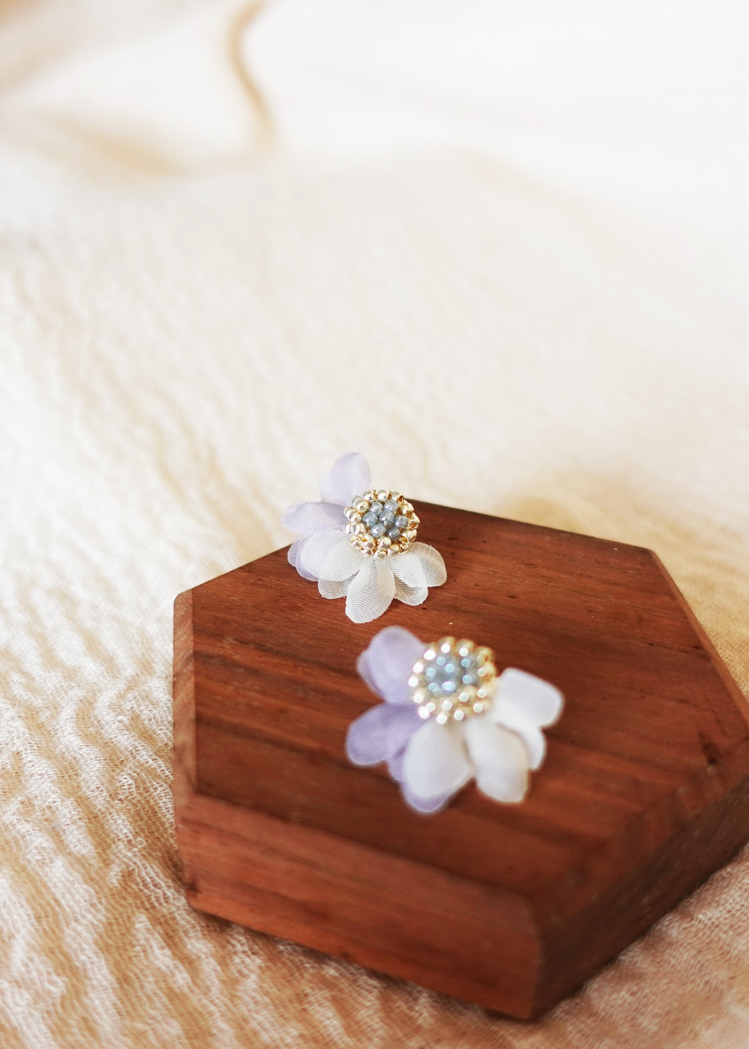 Ethereal Bicolor Stud Earrings in Grey Left