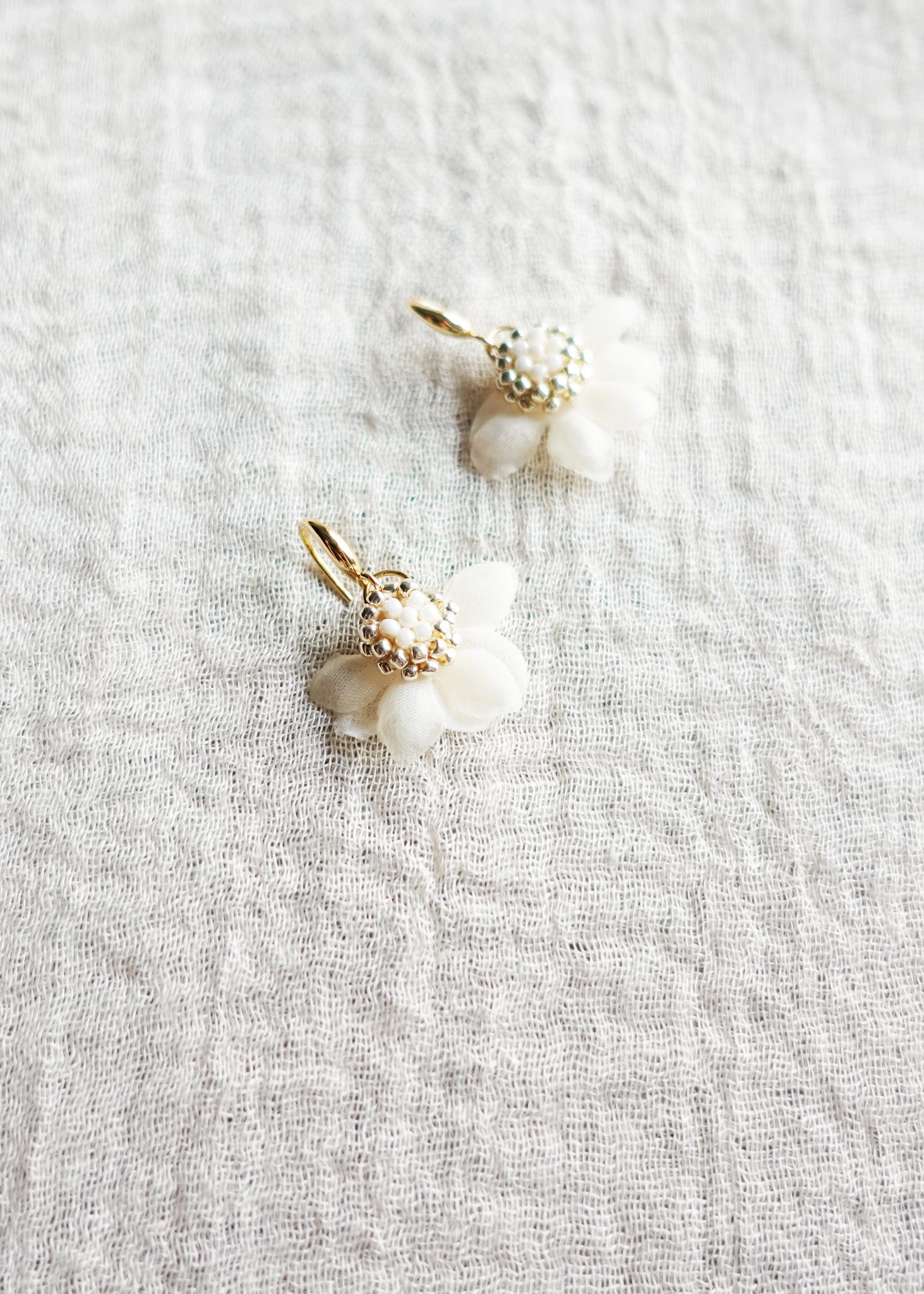 Ethereal Drop Earrings in White Left Top