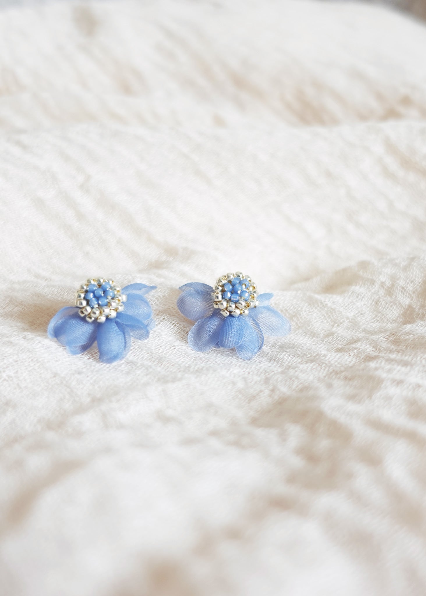 Ethereal Stud Earrings in Blue Front Close