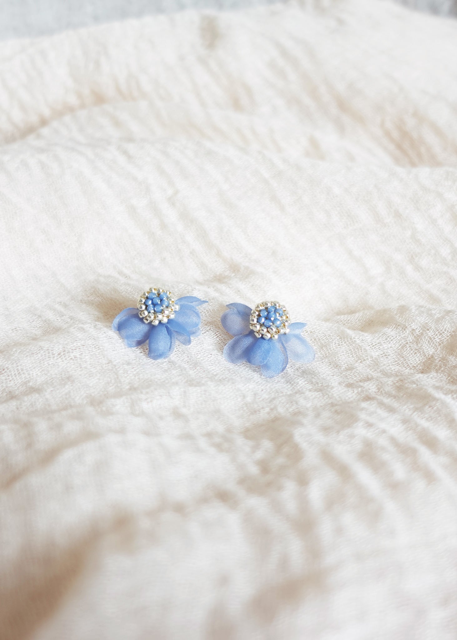 Ethereal Stud Earrings in Blue Front