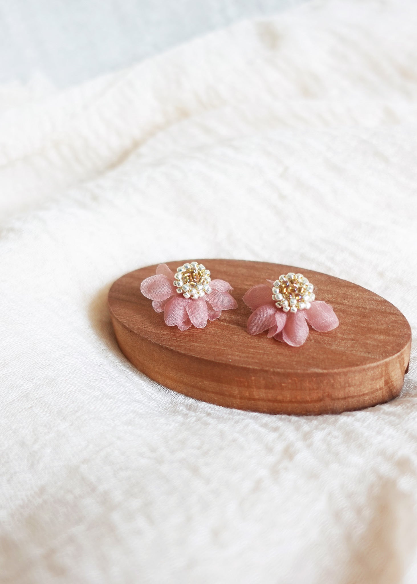 Ethereal Stud Earrings in Brown Display Front