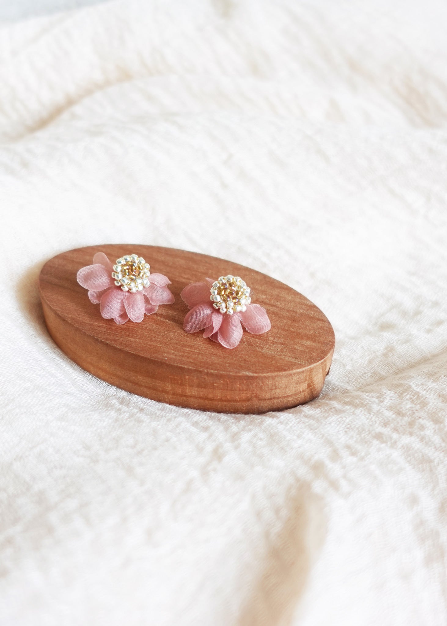 Ethereal Stud Earrings in Brown Display Right