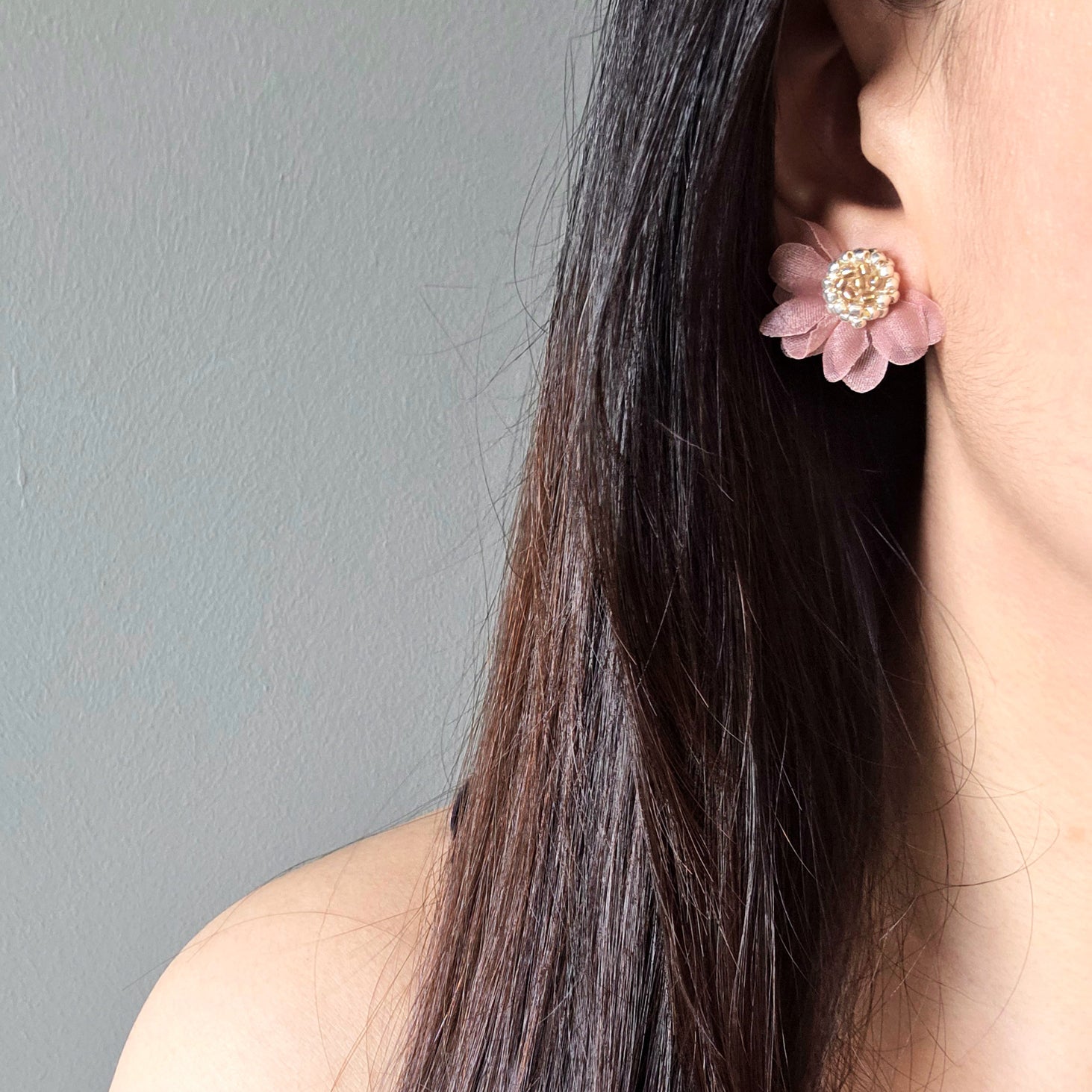 Ethereal Stud Earrings in Brown Model